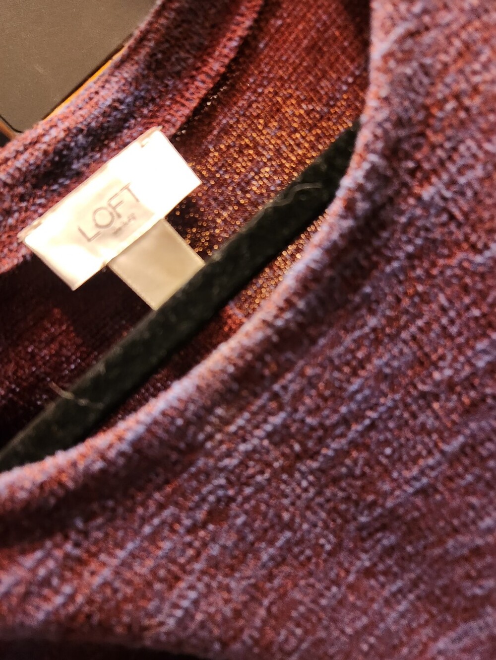 LOFT Heathered Plum & Blue Short Sleeve Knit Mini Dress